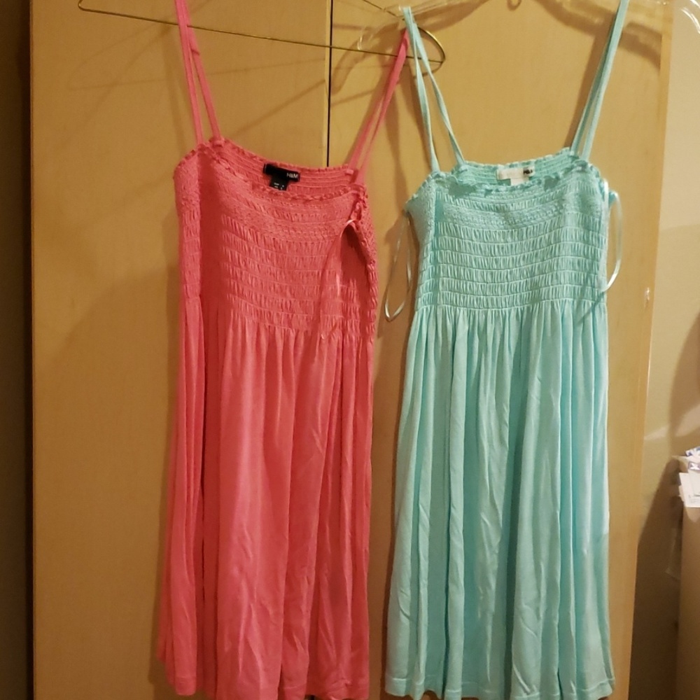 Coral pink and/or Sky blue Spaghetti strap tunics